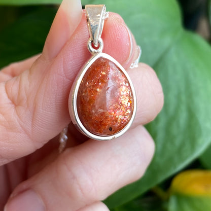 Sunstone Pendant, Sterling Silver