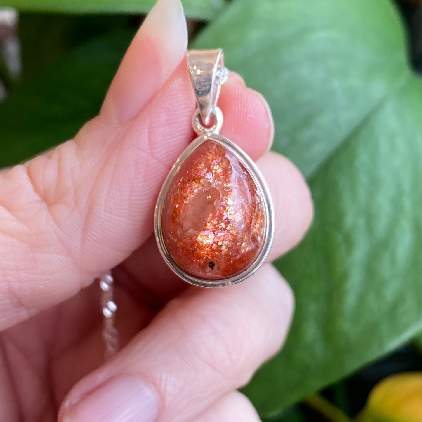 Sunstone Pendant, Sterling Silver