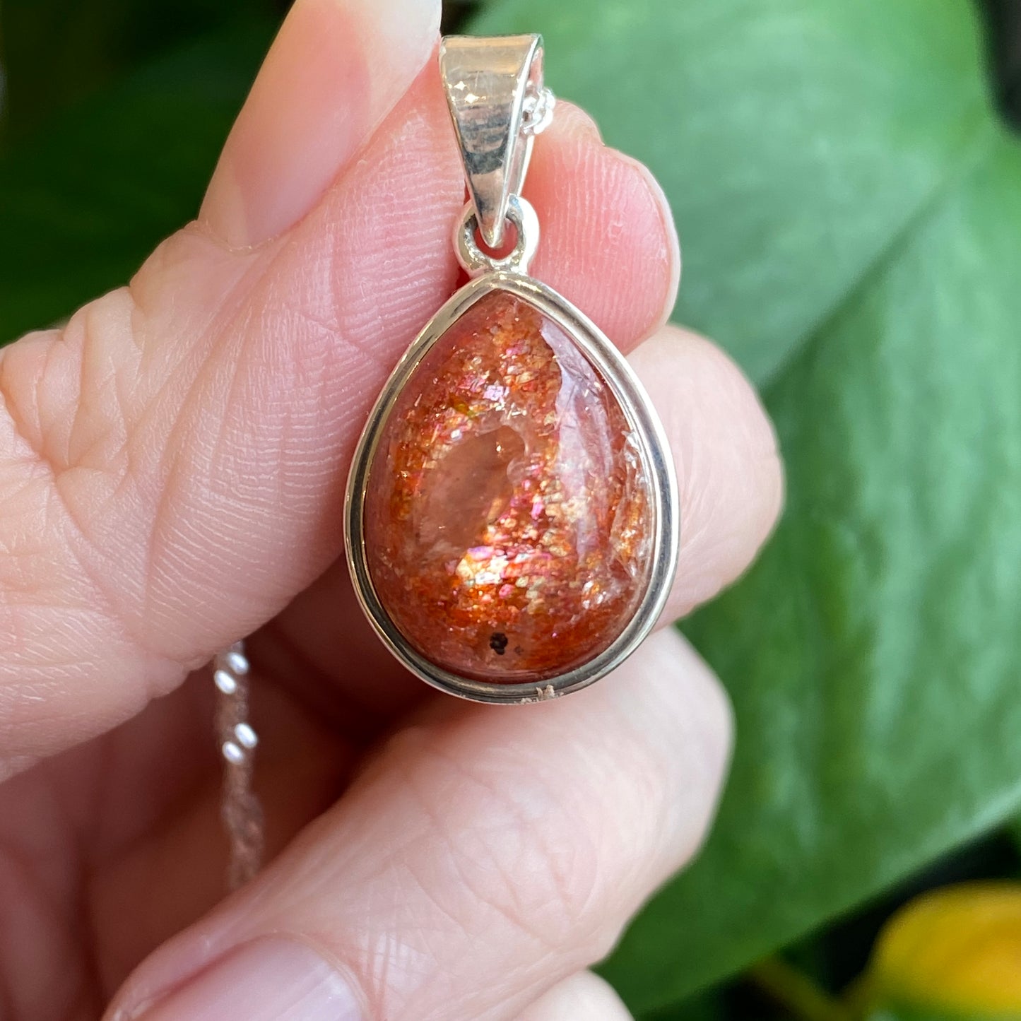 Sunstone Pendant, Sterling Silver