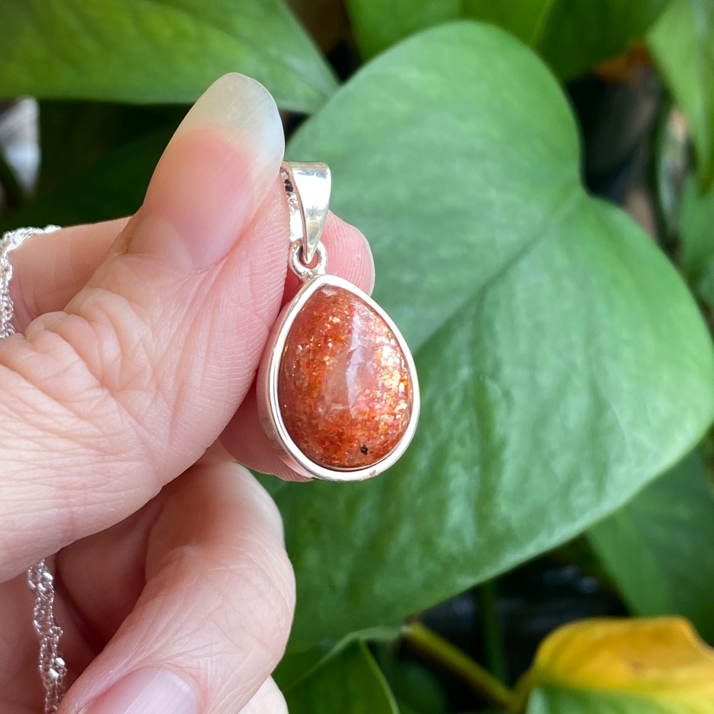 Sunstone Pendant, Sterling Silver