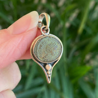 Ancient Roman Coin Pendant Necklace, Theodosius I The Great: (379-395 A.D.)