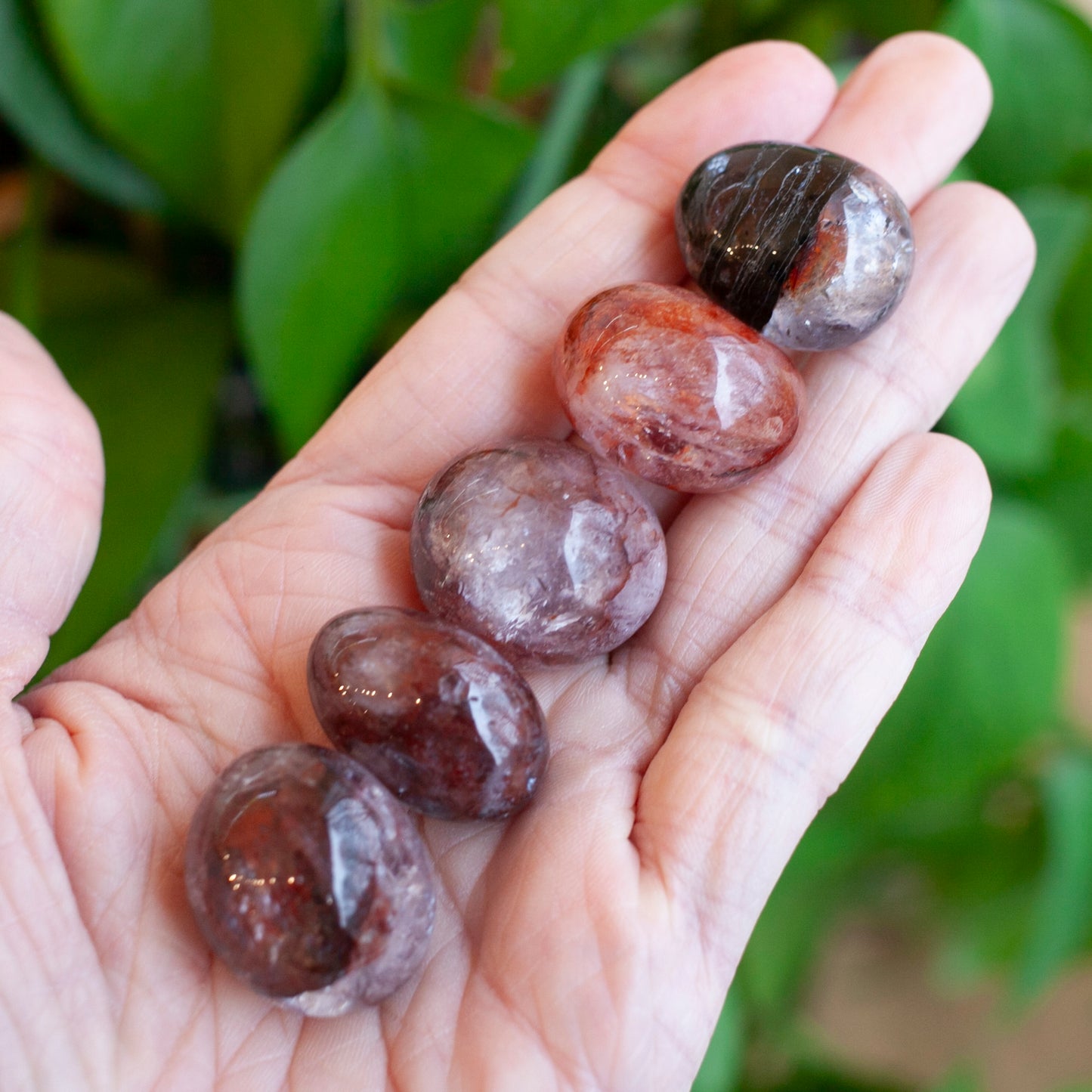 Fire Quartz Tumbled Stone, Red Hematoid Quartz