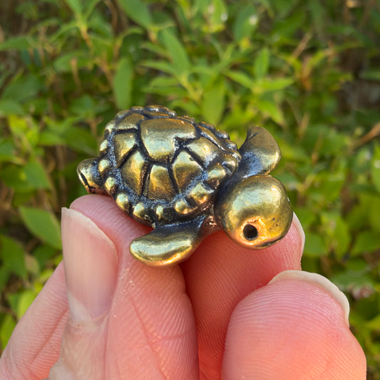 Love Turtle Figurine, Solid Brass Spirit Animal
