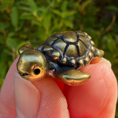 Love Turtle Figurine, Solid Brass Spirit Animal