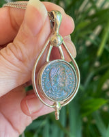 Ancient Roman Coin Pendant Necklace, Valens