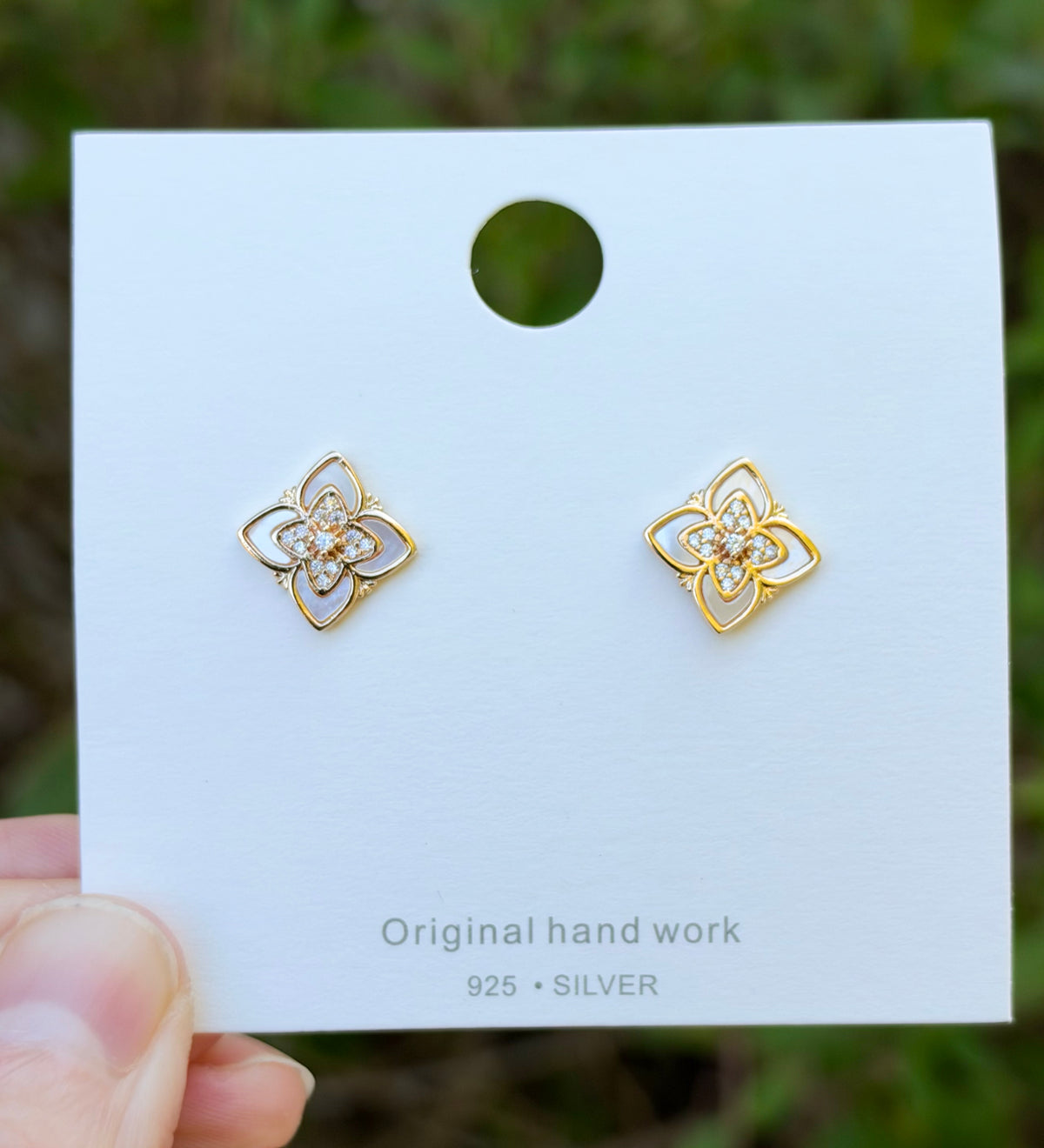 Vintage Inspired Mother of Pearl Earrings, Gold
