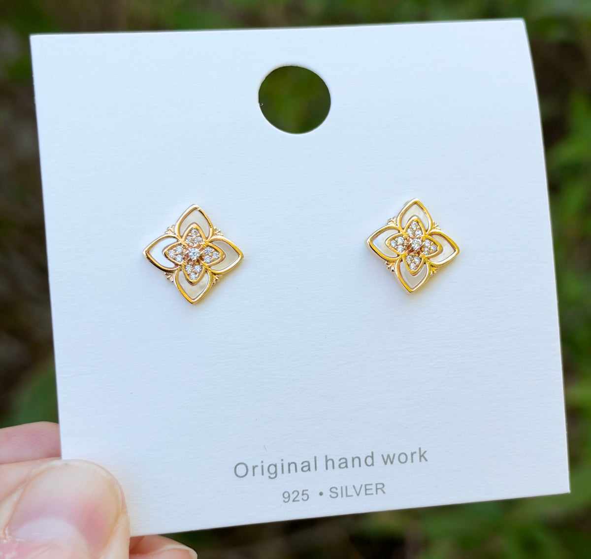 Vintage Inspired Mother of Pearl Earrings, Gold