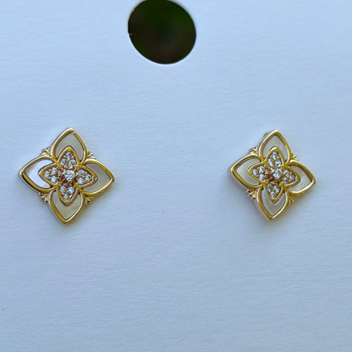 Vintage Inspired Mother of Pearl Earrings, Gold