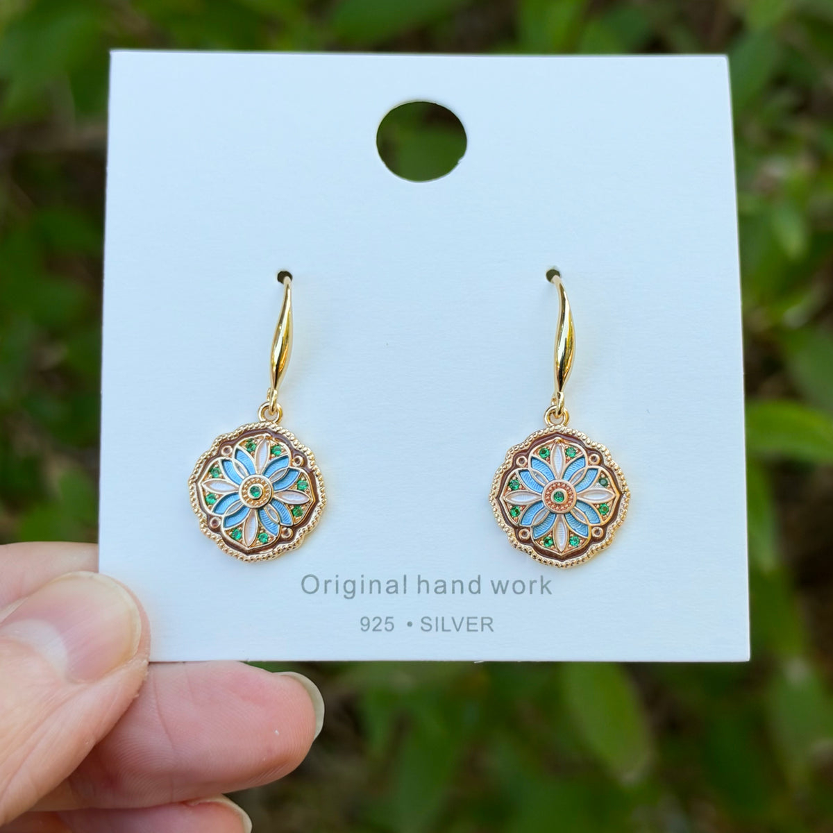 Vintage Inspired Floral Drop Earrings, Gold
