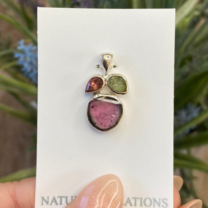 Watermelon Tourmaline Pendant, .925 Sterling