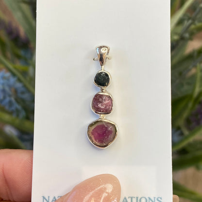 Watermelon Tourmaline Pendant, .925 Sterling