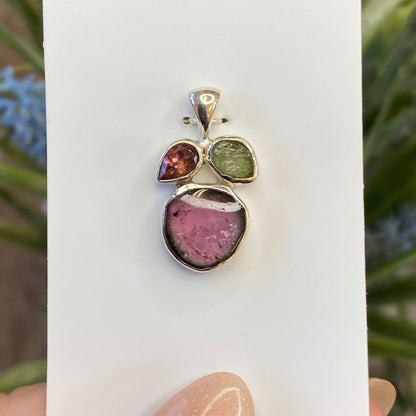 Watermelon Tourmaline Pendant, .925 Sterling