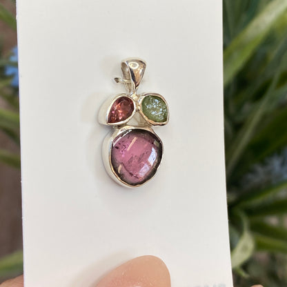 Watermelon Tourmaline Pendant, .925 Sterling