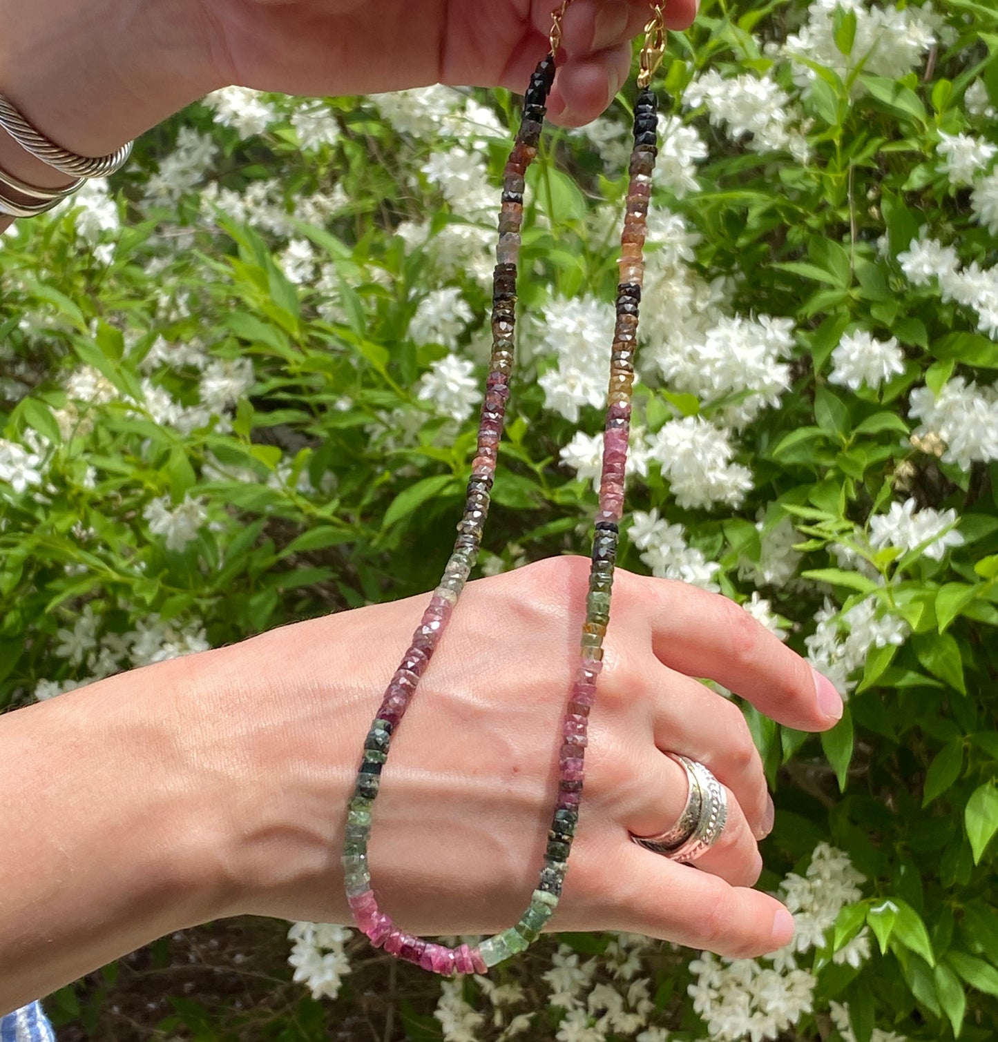 Pink and Green Tourmaline Necklace
