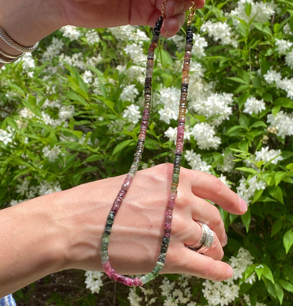 Pink and Green Tourmaline Necklace