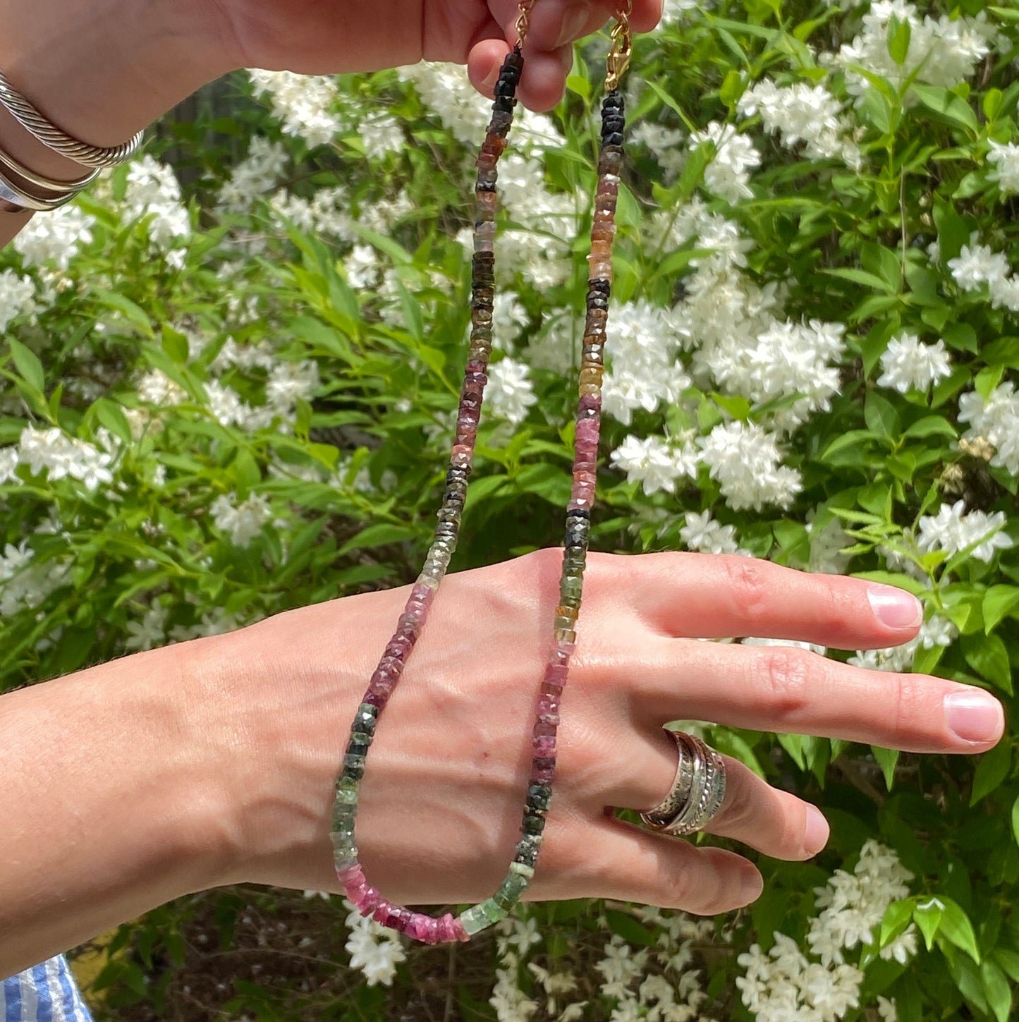 Pink and Green Tourmaline Necklace