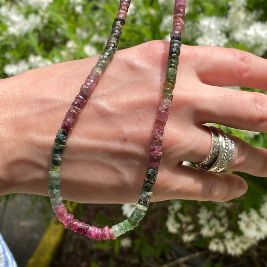 Pink and Green Tourmaline Necklace