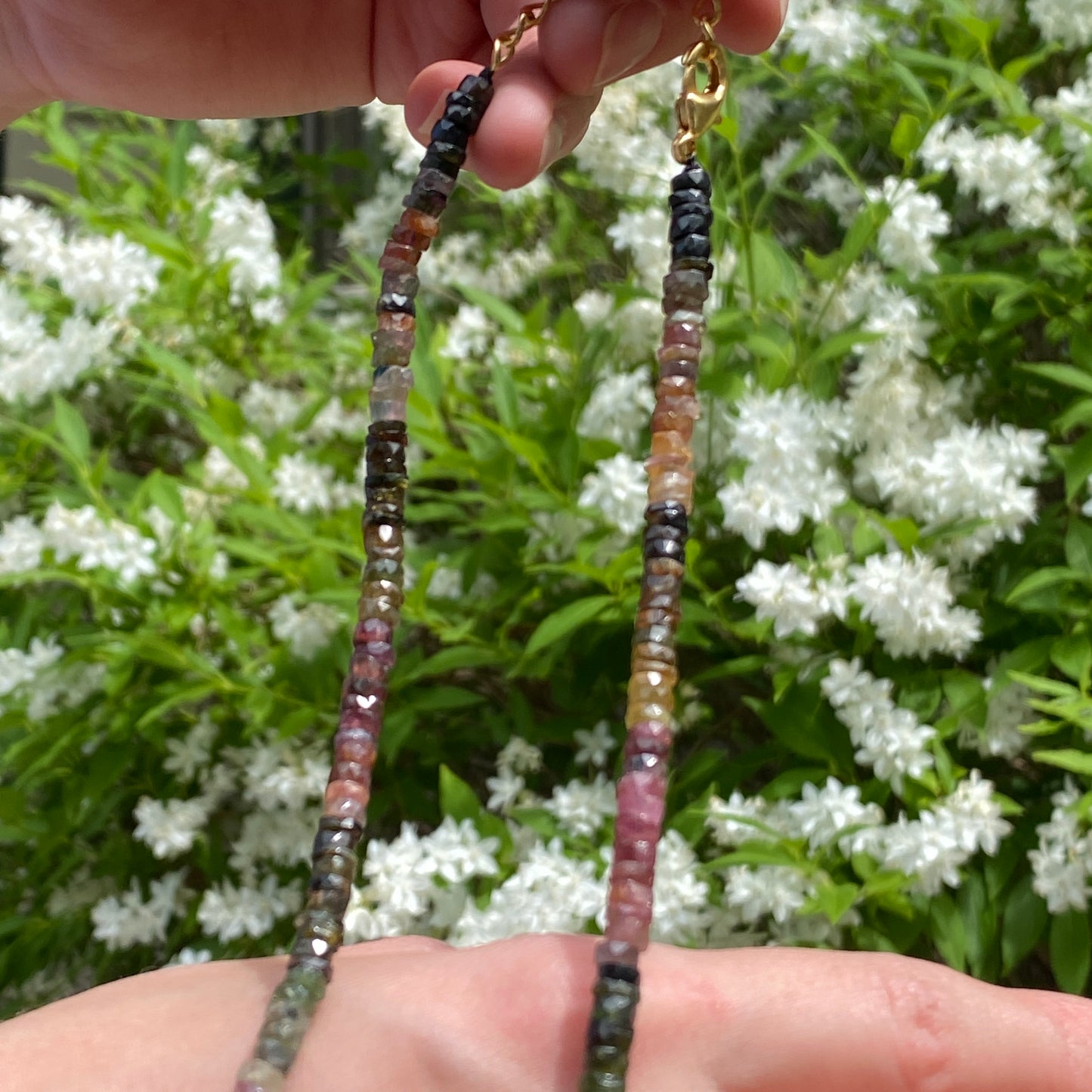 Pink and Green Tourmaline Necklace