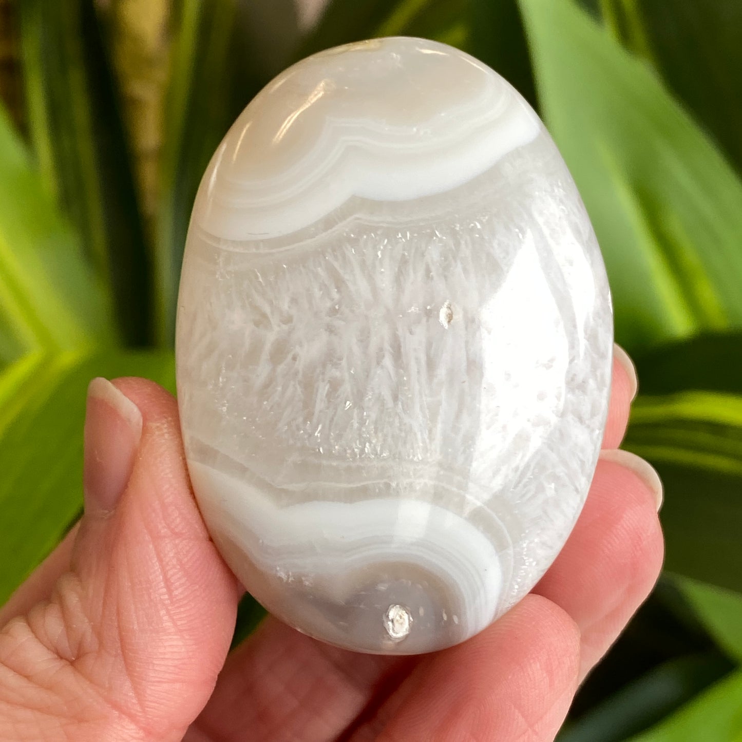 White Agate Palm Stone