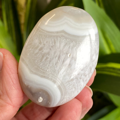 White Agate Palm Stone