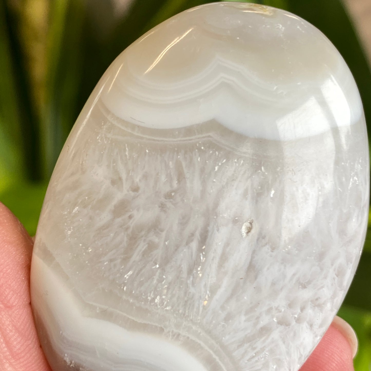 White Agate Palm Stone