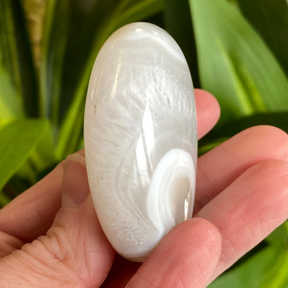 White Agate Palm Stone