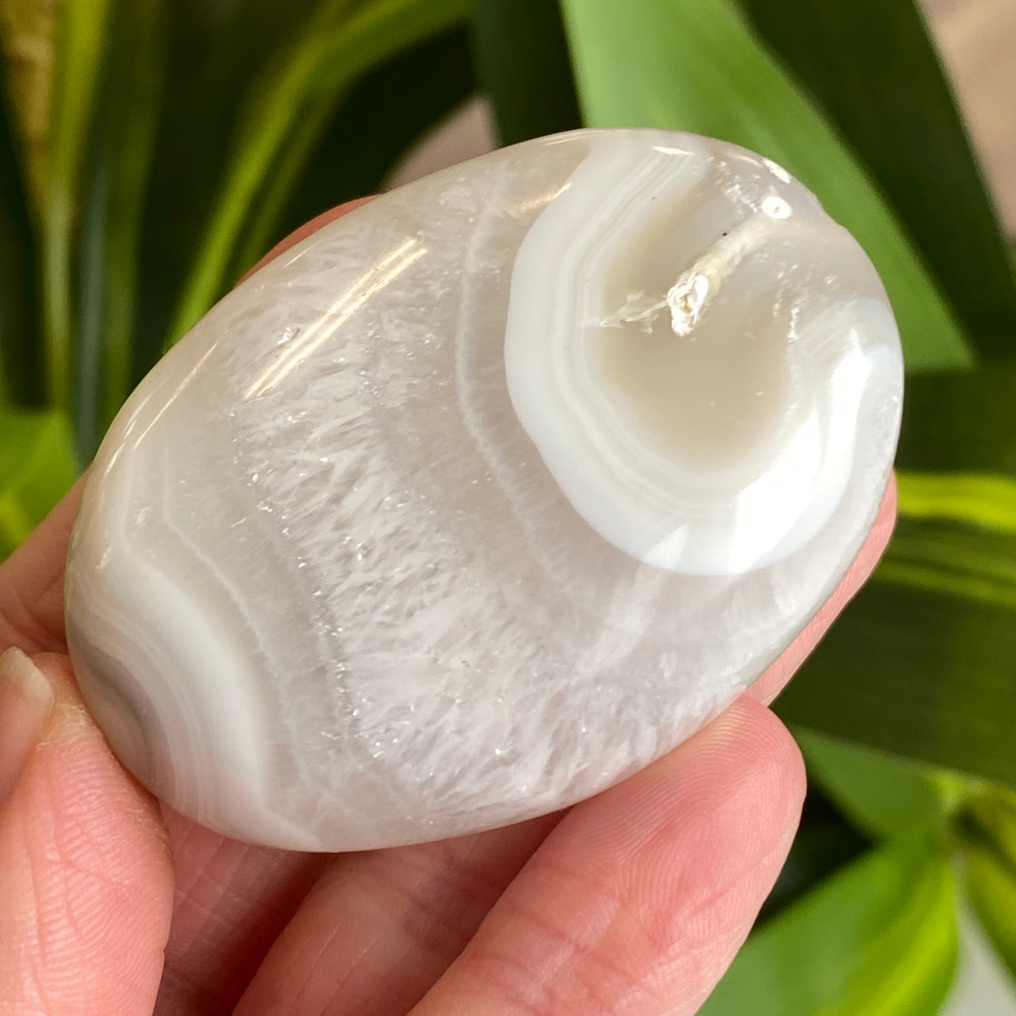 White Agate Palm Stone