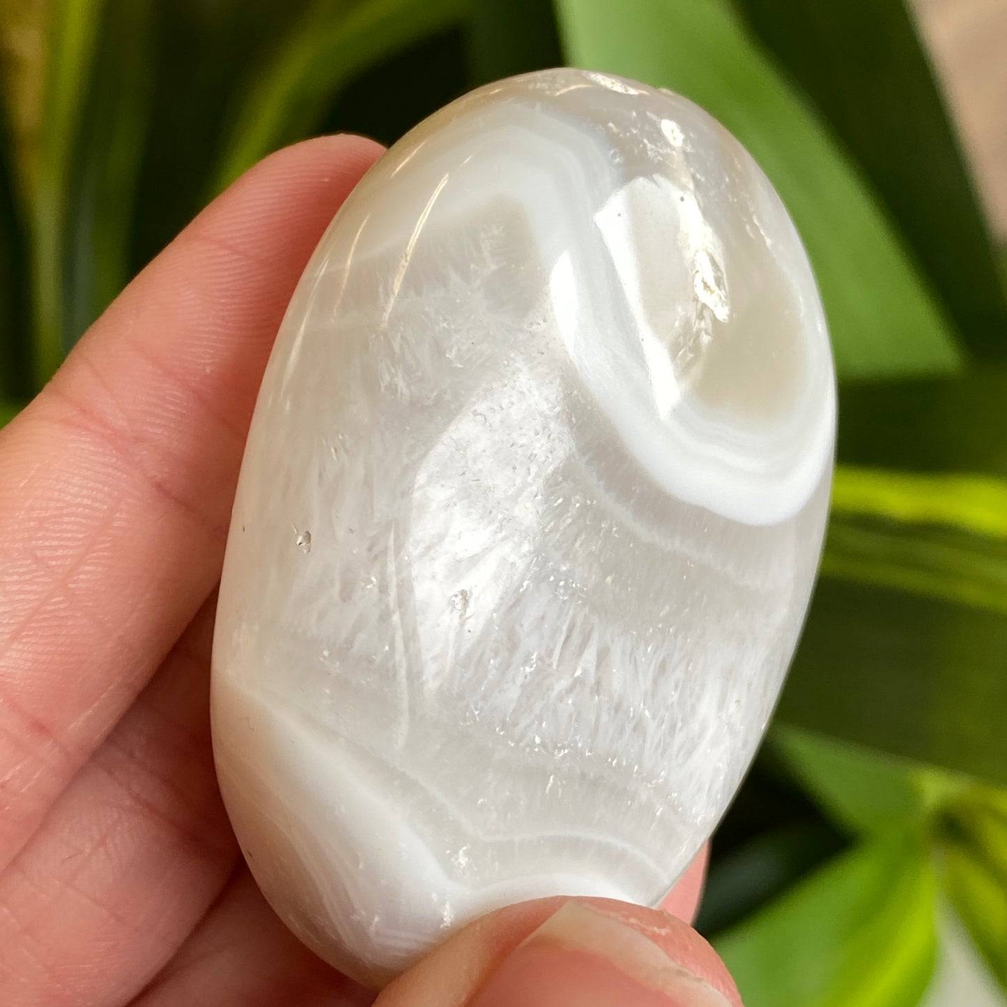 White Agate Palm Stone