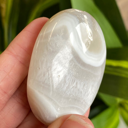 White Agate Palm Stone
