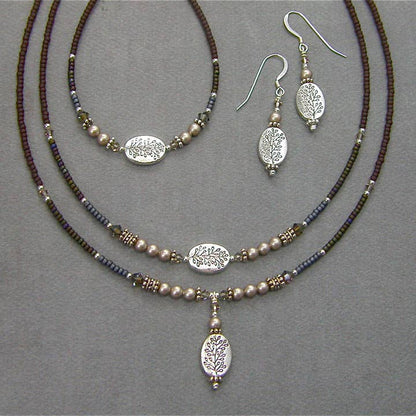 Willow Tree Jewelry Collection with Graphite and Pearl, Handmade in Wisconsin