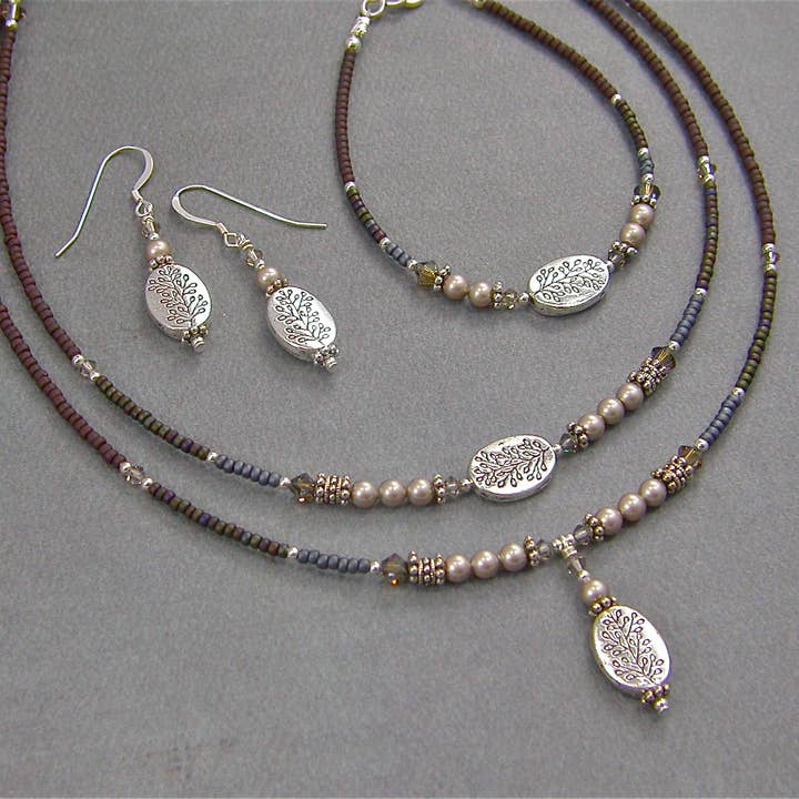 Willow Tree Jewelry Collection with Graphite and Pearl, Handmade in Wisconsin