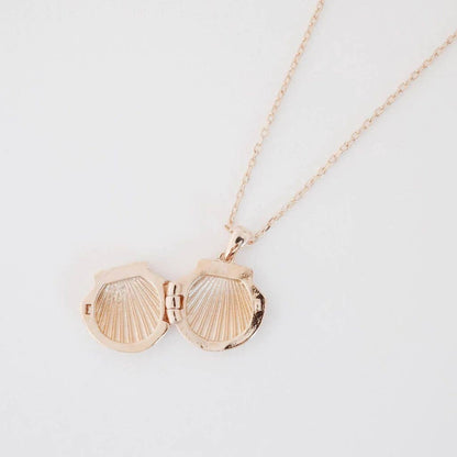 Shell Locket Necklace, Gold