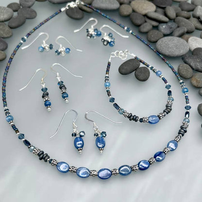 Rainstorm Kyanite Jewelry Collection, Handmade in Wisconsin