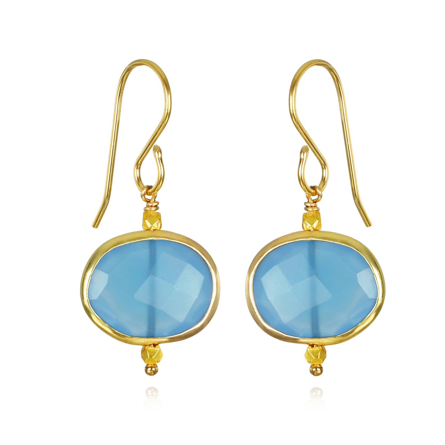Blue Chalcedony Drop Earrings, Gold, Amelia Rose Jewelry