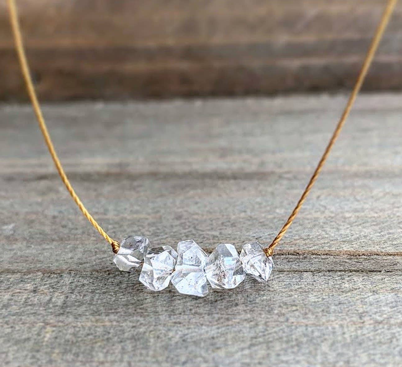 Herkimer Diamond Bar Necklace: 18 inches