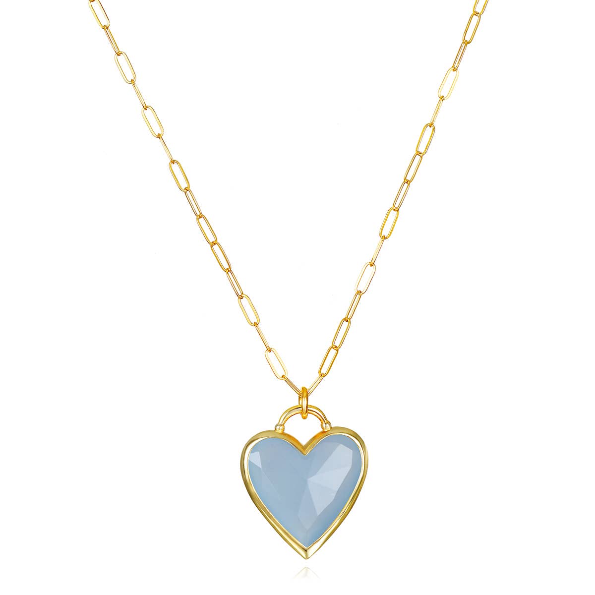 Blue Jade Heart Necklace, Gold, Amelia Rose Jewelry.