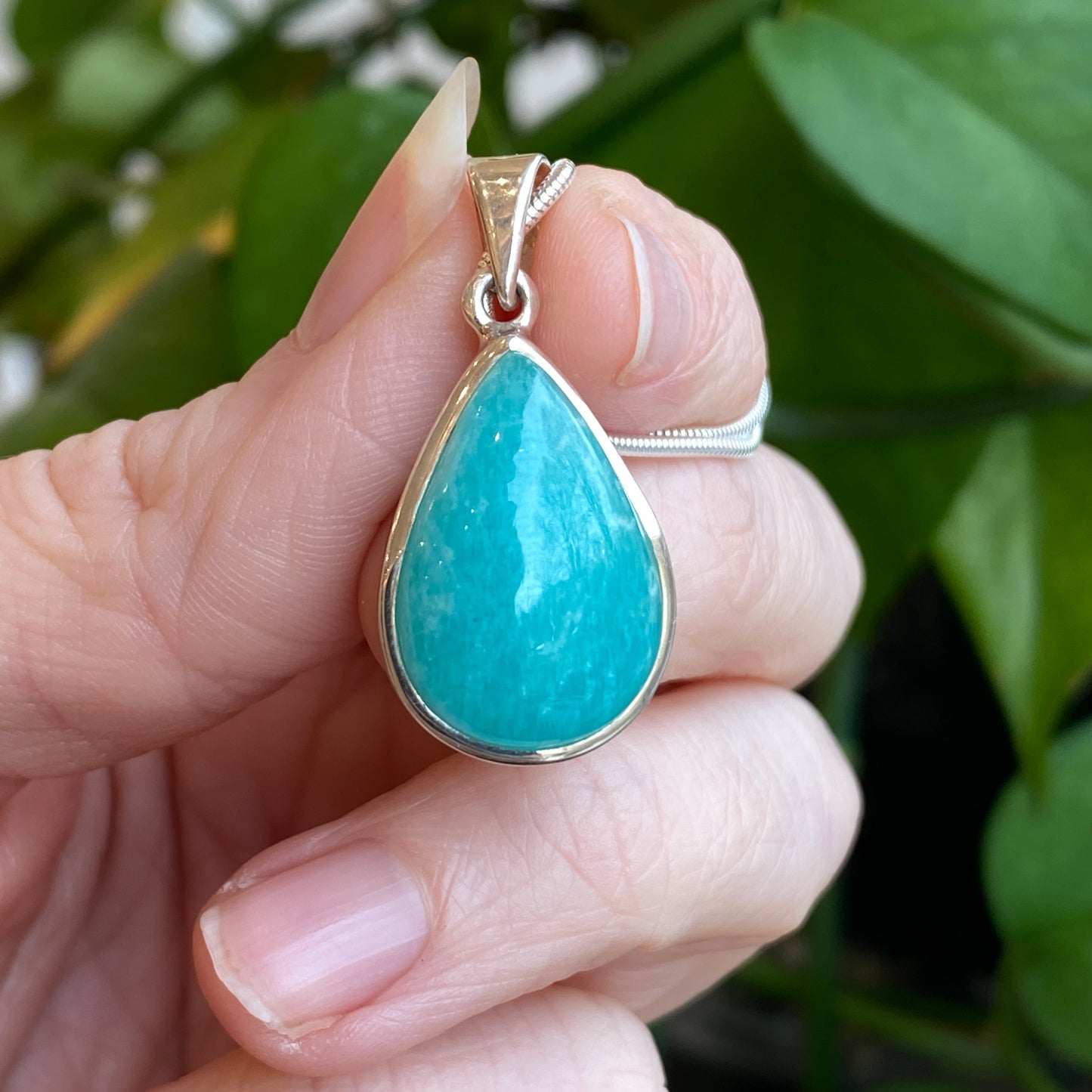 Amazonite Pendant, Sterling Silver