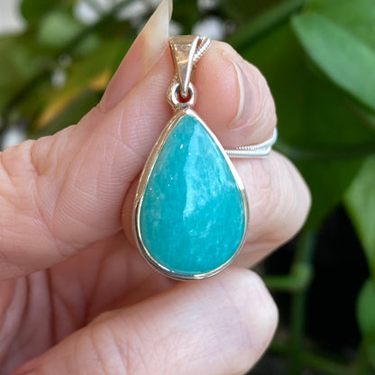 Amazonite Pendant, Sterling Silver