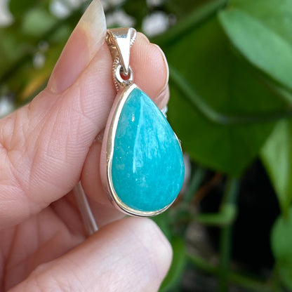 Amazonite Pendant, Sterling Silver