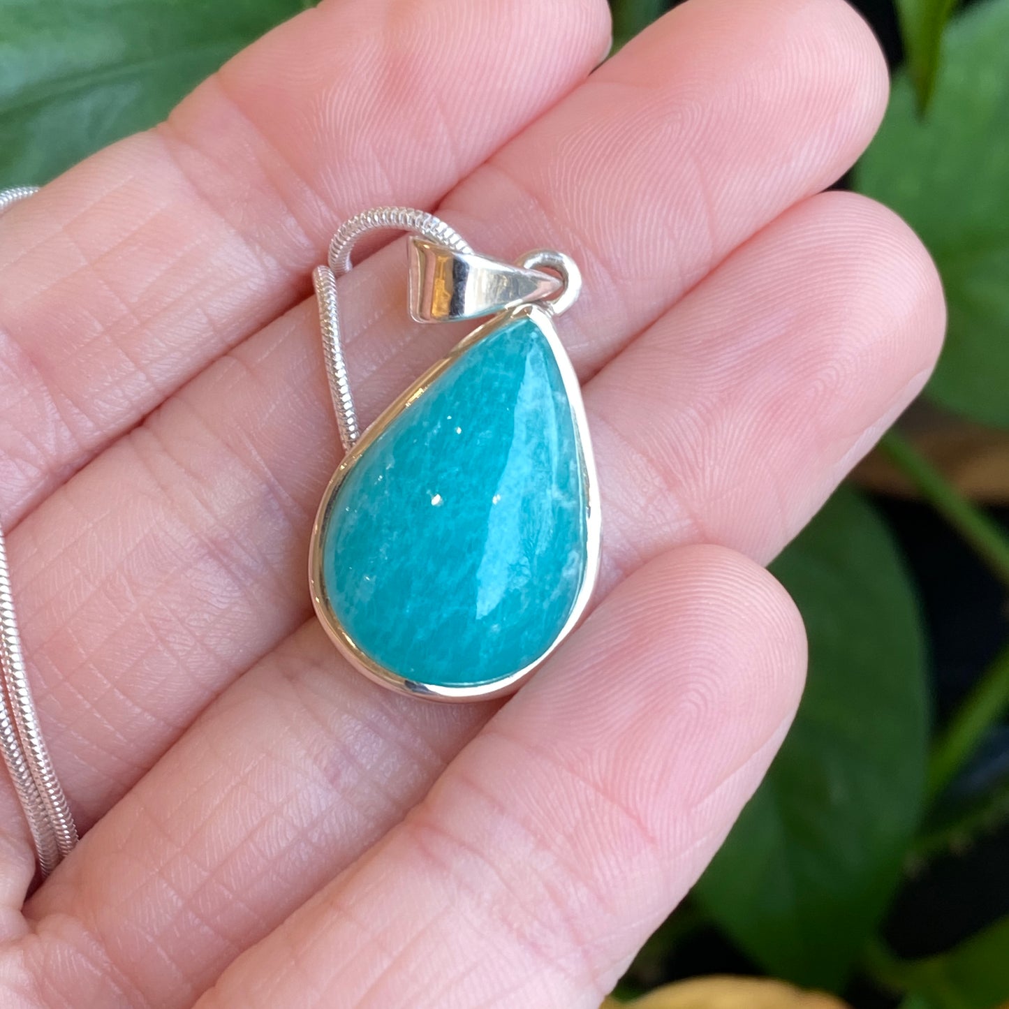 Amazonite Pendant, Sterling Silver