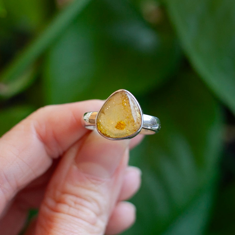 Baltic Amber Ring, Sterling Silver, Size 8.5