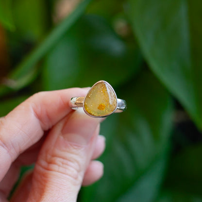 Baltic Amber Ring, Sterling Silver, Size 8.5