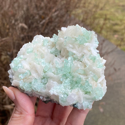 Mint Green Apophyllite on Stilbite