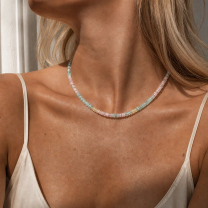 Aquamarine, Morganite Crystal Necklace