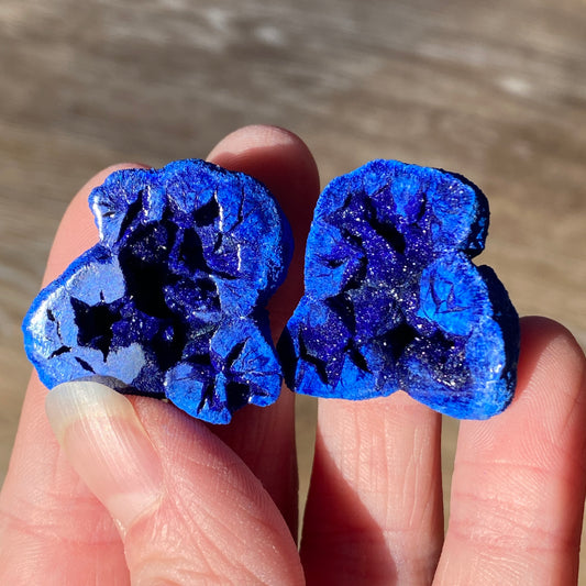 Azurite Blueberry Geode Pair, Top Quality