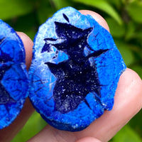Azurite Blueberry Geode Pair, High Quality