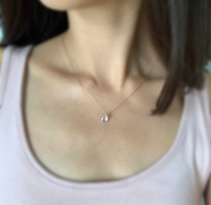 Rose Quartz Small Faceted Teardrop Necklace: 18 inches