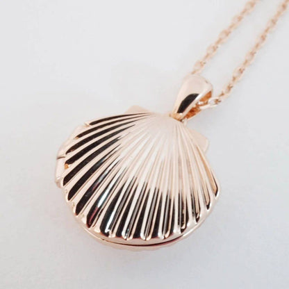 Shell Locket Necklace, Gold