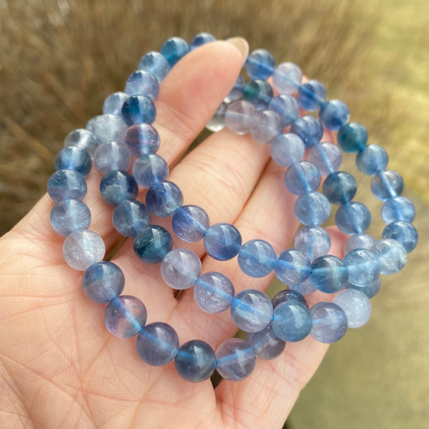 Blue Fluorite Bead Bracelet, 8mm