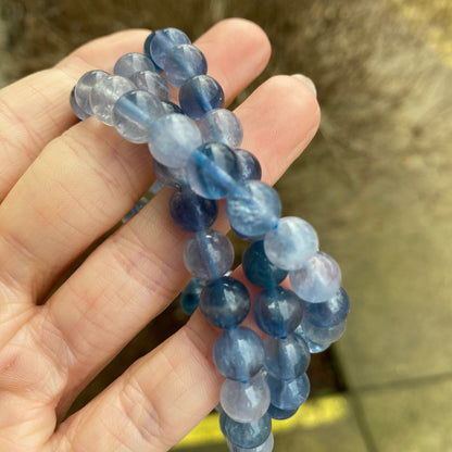 Blue Fluorite Bead Bracelet, 8mm